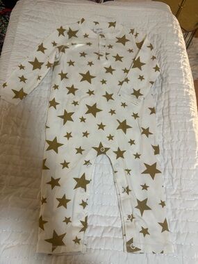 Angel Dear White One-Piece Footie with Gold Star Print